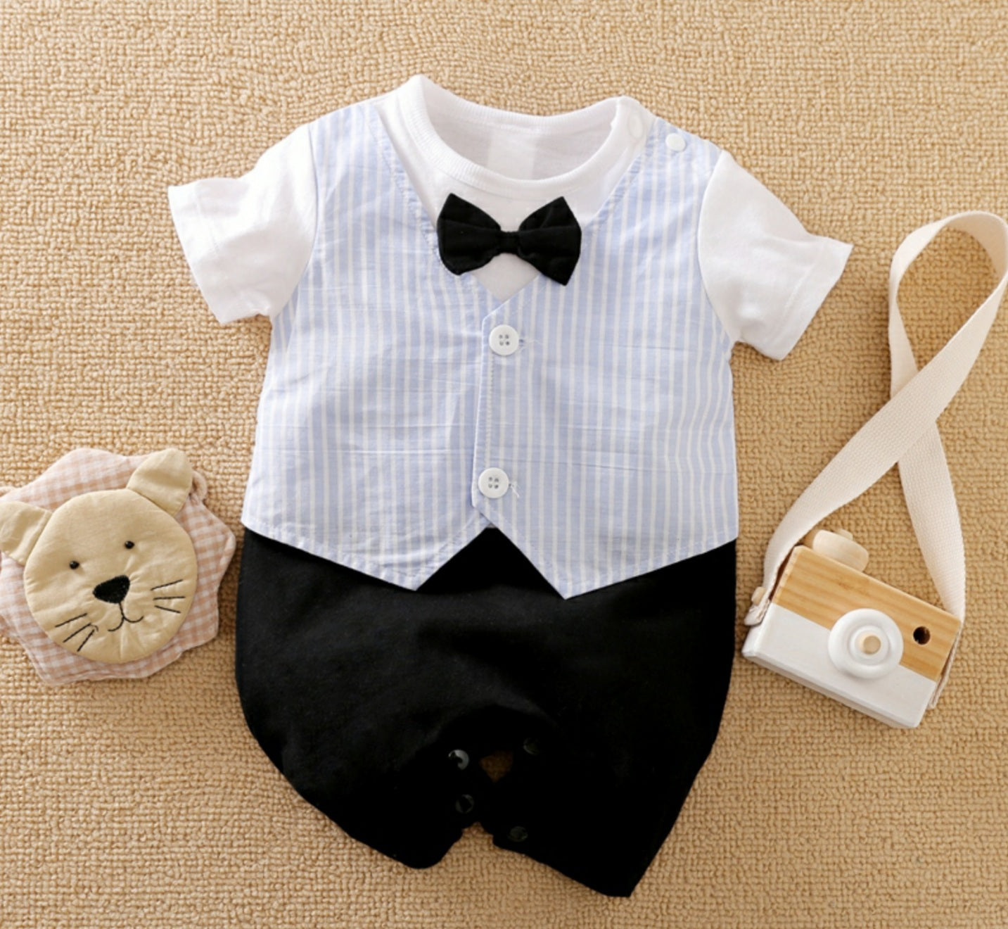 Formal Baby Boy Romper with Bow Tie