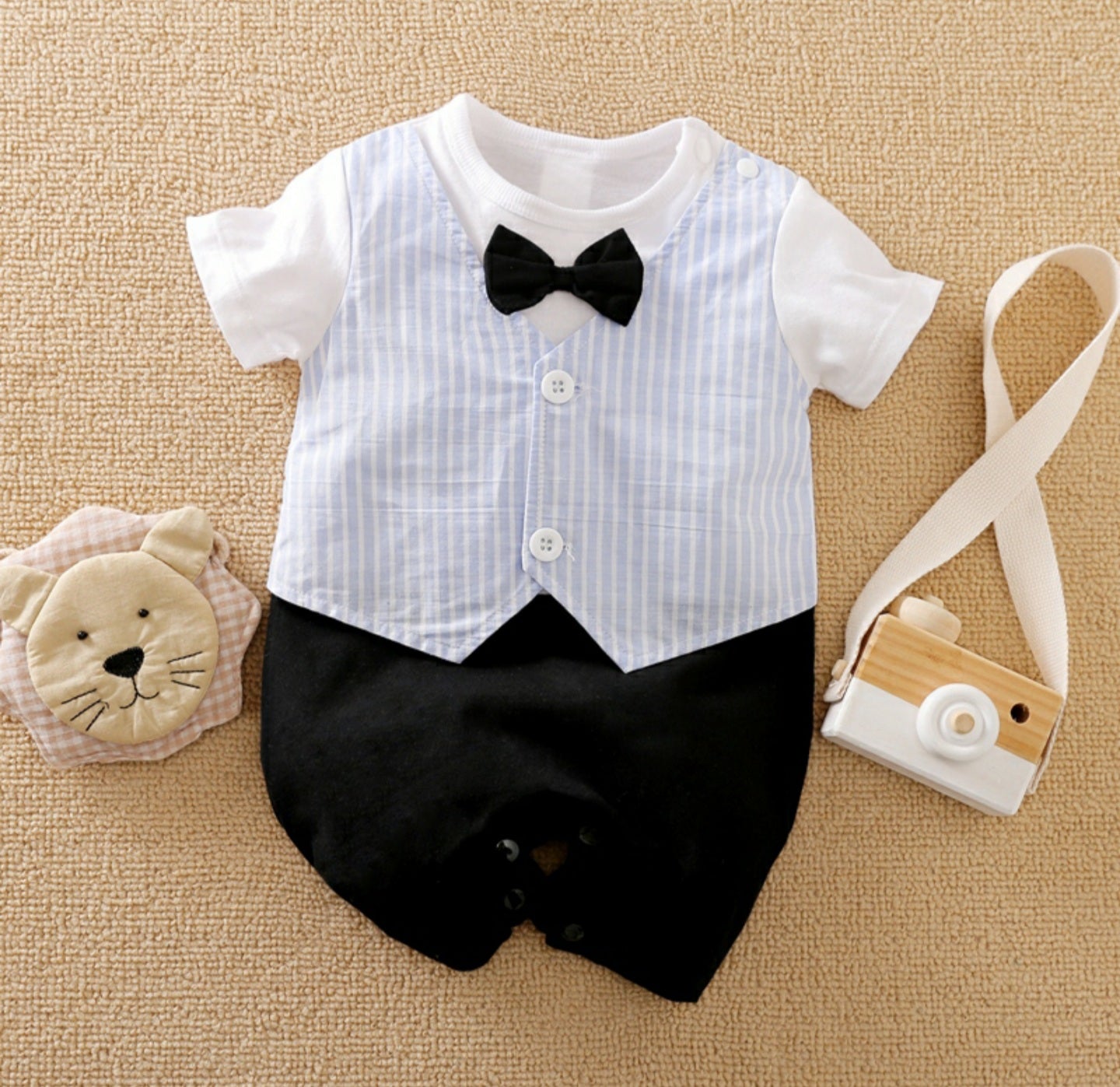 Formal Baby Boy Romper with Bow Tie