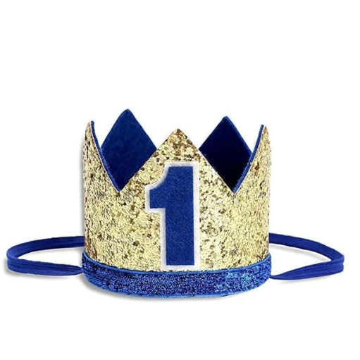 Dark Blue First Birthday Crown