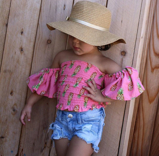 Girls Off Shoulder Top and Short Jean