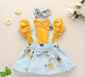 Romper with Suspender Skirt and Matching Headband